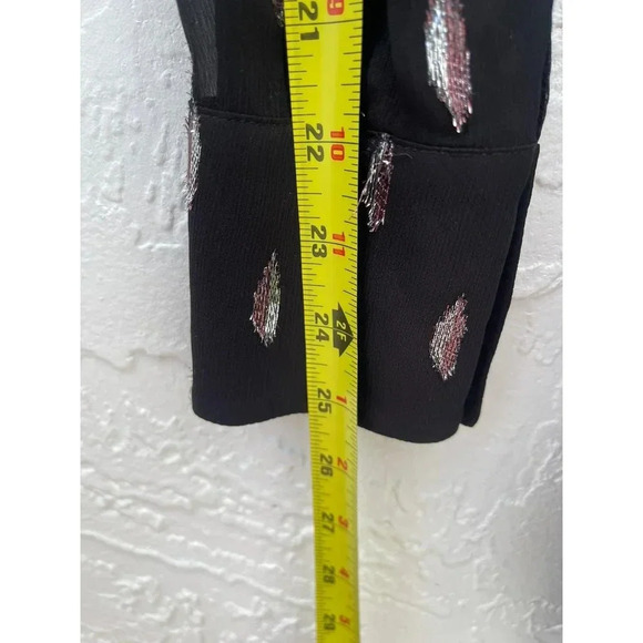 Parker Shelli Womens Long-Sleeve Ruffled Silk Blouson Mini Dress Black Sz XS - Picture 9 of 16